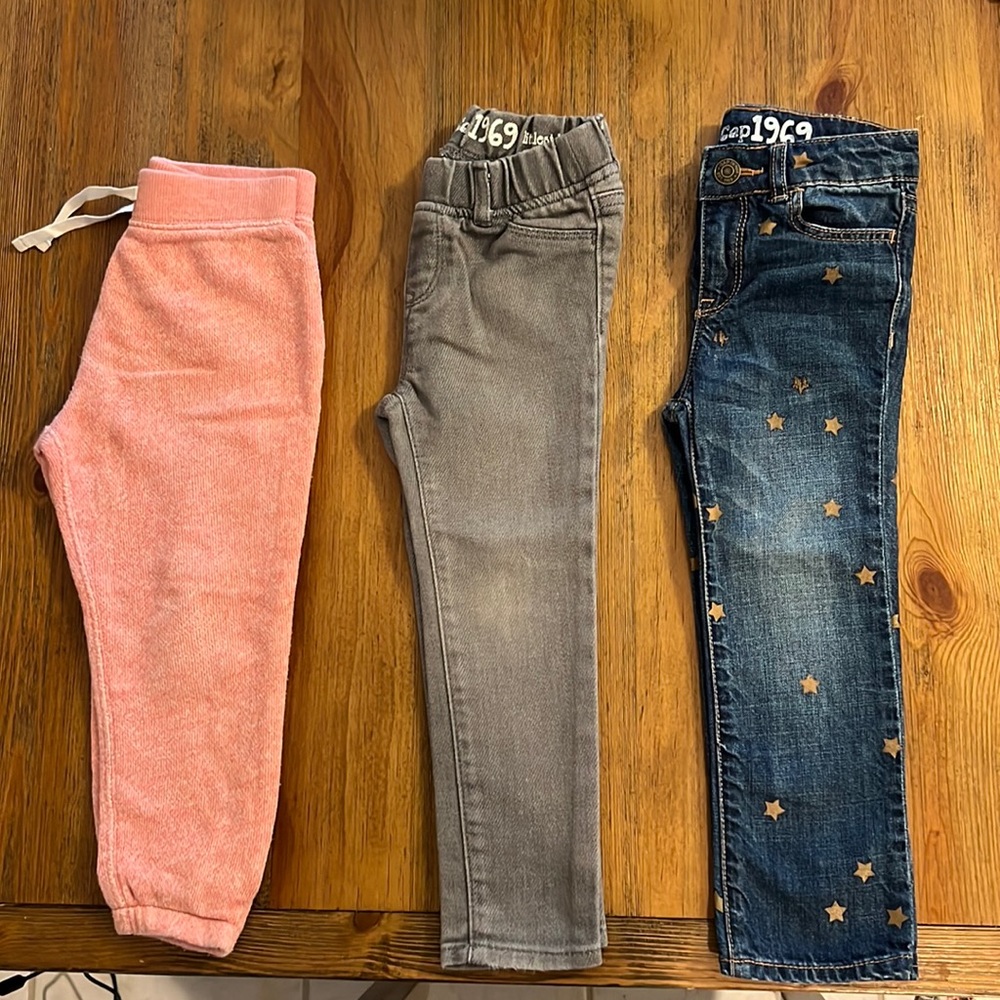 GAP Kids Girls Bottoms Jean legging, Star Jeans & Pink Sweatpants Sz 3